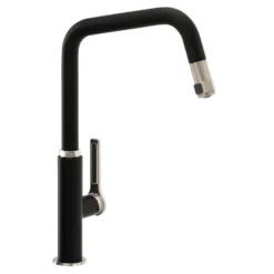 Abode Hex Industrial Single Lever Mono Pull Out Kitchen Mixer Tap - Matt Black