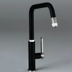 Abode Hex Industrial Single Lever Mono Pull Out Kitchen Mixer Tap - Matt Black