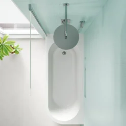 Armourcast Reinforced J Shaped Shower Bath with Panel & Shower Screen - 1700mm