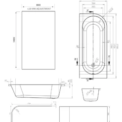 Armourcast Reinforced J Shaped Shower Bath with Panel & Shower Screen - 1700mm