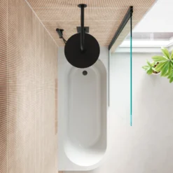 Armourcast Reinforced J Shaped Shower Bath with Panel & Shower Screen - 1700mm