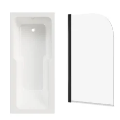 Armourcast Reinforced Keyhole Shower Bath & Matt Black Shower Screen - 1700mm