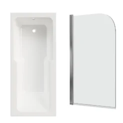 Armourcast Reinforced Keyhole Shower Bath with Shower Screen - 1700mm