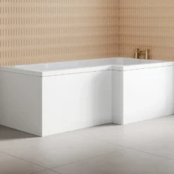 Armourcast Reinforced L-Shaped Shower Bath & Panel - 1700mm