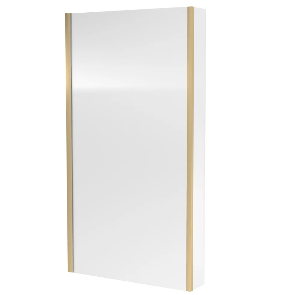 Armourcast Reinforced L Shaped Single Ended Bath with Brushed Brass Shower Screen & Panel - 1700 x 700