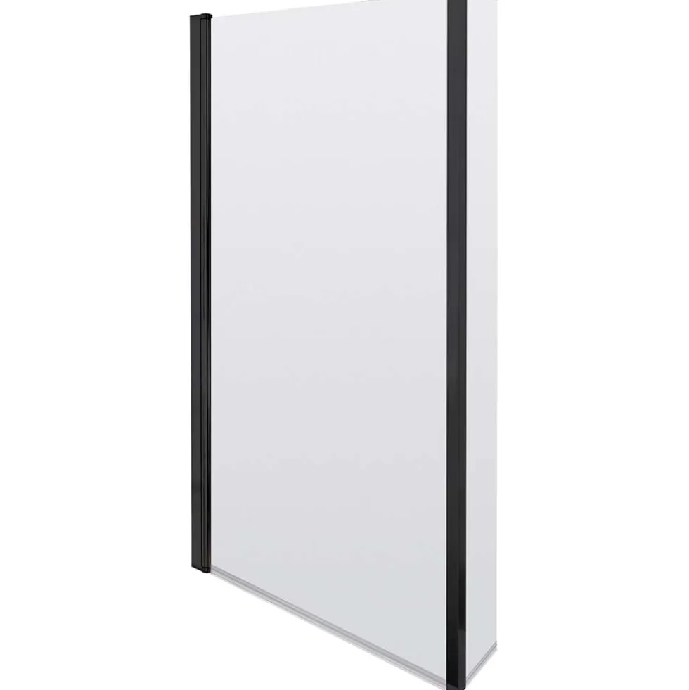 Armourcast Reinforced L Shaped Single Ended Bath with Matt Black Shower Screen & Panel - 1700 x 700