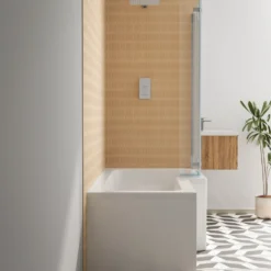 Armourcast Reinforced L Shape Single Ended Bath with Panel & Shower Screen - 1700 x 700