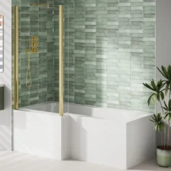 Armourcast Reinforced L Shape Single Ended Bath with Panel & Shower Screen - 1700 x 700