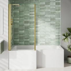 Armourcast Reinforced L Shape Single Ended Bath with Panel & Shower Screen - 1700 x 700