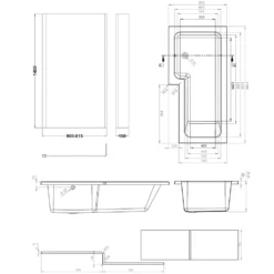 Armourcast Reinforced L Shape Single Ended Bath with Panel & Shower Screen - 1700 x 700
