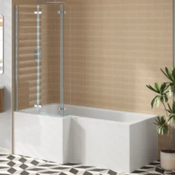 Armourcast Reinforced L Shape Single Ended Bath with Panel & Shower Screen - 1700 x 700
