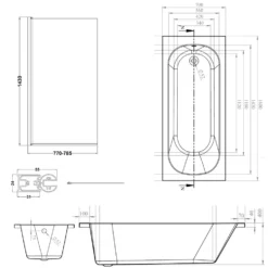Armourcast Reinforced Single Ended Shower Bath & Shower Screen