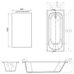 Armourcast Reinforced Single Ended Shower Bath & Shower Screen