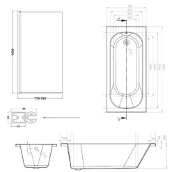 Armourcast Reinforced Single Ended Shower Bath & Shower Screen