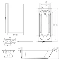 Armourcast Reinforced Single Ended Shower Bath & Shower Screen