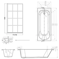 Armourcast Reinforced Single Ended Shower Bath & Shower Screen