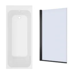 Armourcast Reinforced Slim Edge Single Ended Bath with Shower Screen - 1700mm