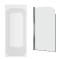 Armourcast Reinforced Slim Edge Single Ended Bath with Shower Screen - 1700mm
