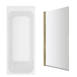 Armourcast Reinforced Slim Edge Single Ended Bath with Shower Screen - 1700mm