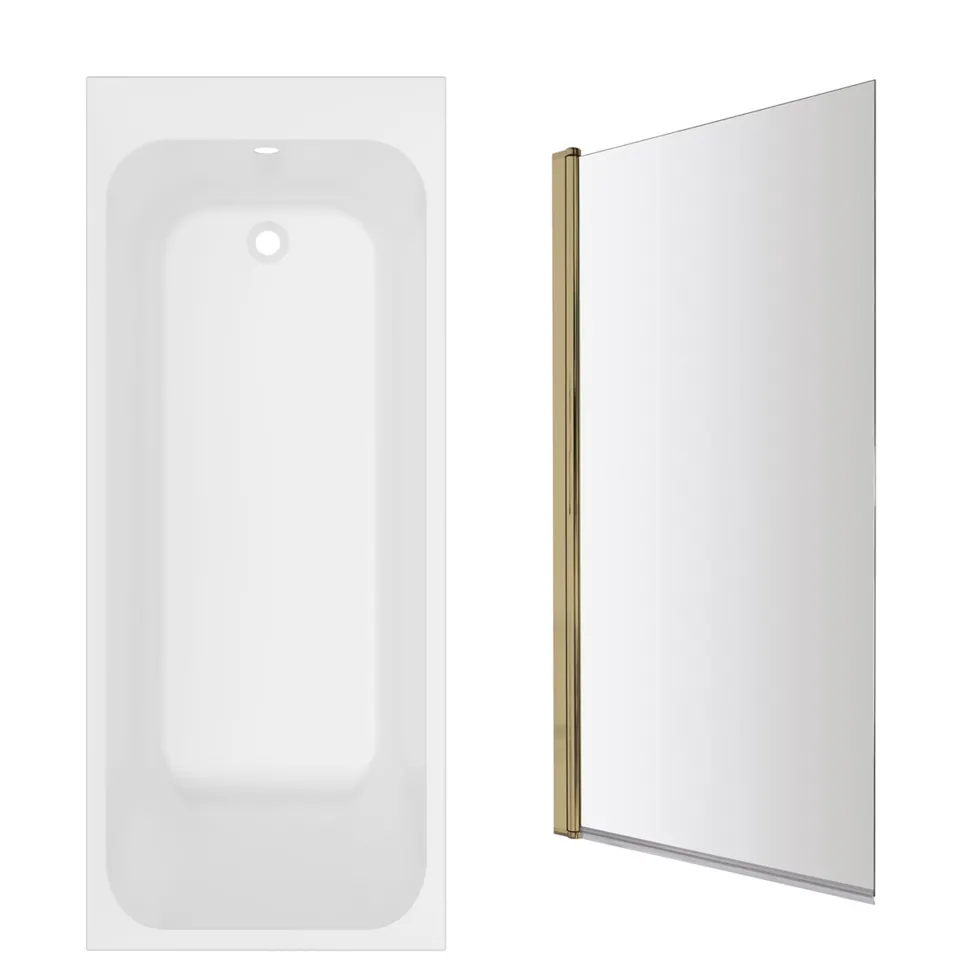 Armourcast Reinforced Slim Edge Single Ended Bath with Shower Screen - 1700mm