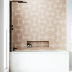 Armourcast Reinforced Slim Edge Square Single Ended Bath & Matt Black Shower Screen - 1700mm