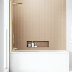 Armourcast Reinforced Slim Edge Square Single Ended Bath with Shower Screen - 1700mm
