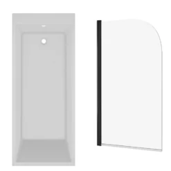 Armourcast Reinforced Slim Edge Square Single Ended Bath with Shower Screen - 1700mm