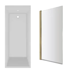 Armourcast Reinforced Slim Edge Square Single Ended Bath with Shower Screen - 1700mm