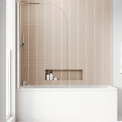 Armourcast Reinforced Slim Edge Square Single Ended Bath with Shower Screen - 1700mm
