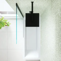 Armourcast Reinforced Straight Square Single Ended Bath & Matt Black Shower Screen