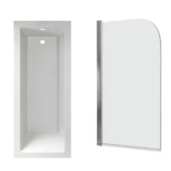 Armourcast Reinforced Straight Square Single Ended Bath with Shower Screen