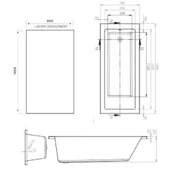 Armourcast Reinforced Straight Square Single Ended Bath with Shower Screen
