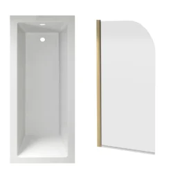 Armourcast Reinforced Straight Square Single Ended Bath with Shower Screen