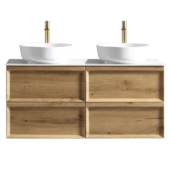 Aura 1200mm Wall Mounted Natural Oak Vanity Unit & Sintered Stone Countertop