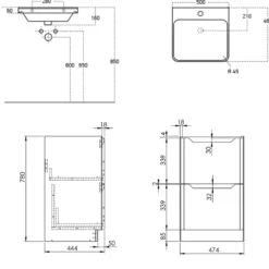 Ava 500mm Floorstanding Vanity Unit & Basin