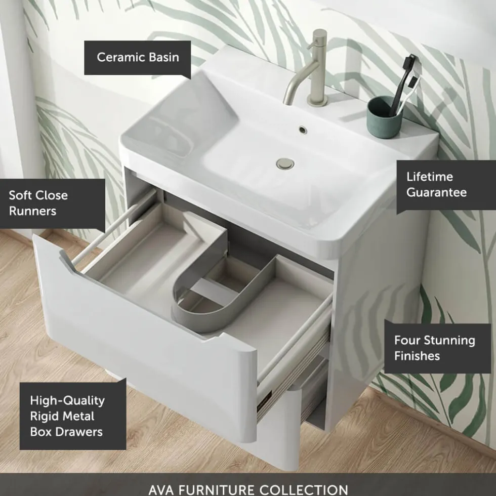 Ava 600mm Wall Hung Vanity Unit & Basin