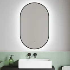 Billy LED Illuminated Oval Framed Mirror with Demister Pad & Colour Change Lights - 500 x 800mm