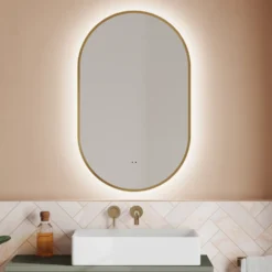 Billy LED Illuminated Oval Framed Mirror with Demister Pad & Colour Change Lights - 500 x 800mm