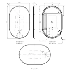 Billy LED Illuminated Oval Framed Mirror with Demister Pad & Colour Change Lights - 500 x 800mm