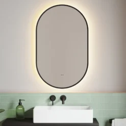 Billy LED Illuminated Oval Framed Mirror with Demister Pad & Colour Change Lights - 500 x 800mm