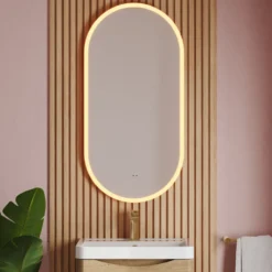 Billy LED Illuminated Oval Mirror with Demister Pad & Colour Change Lights - 500 x 1000mm
