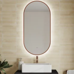 Billy LED Oval Framed Mirror with Demister Pad & Colour Change Lights - 500 x 1000mm