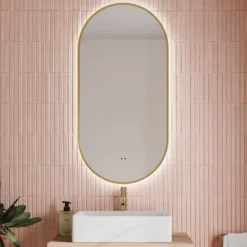 Billy LED Oval Framed Mirror with Demister Pad & Colour Change Lights - 500 x 1000mm