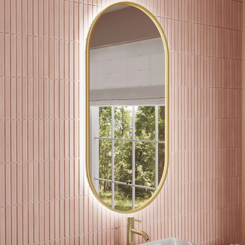 Billy LED Oval Framed Mirror with Demister Pad & Colour Change Lights - 500 x 1000mm