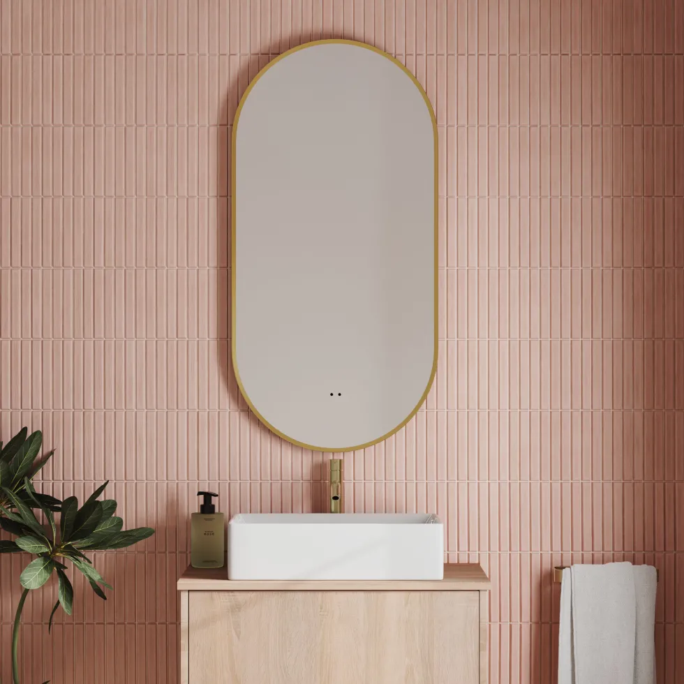 Billy LED Oval Framed Mirror with Demister Pad & Colour Change Lights - 500 x 1000mm