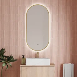 Billy LED Oval Framed Mirror with Demister Pad & Colour Change Lights - 500 x 1000mm