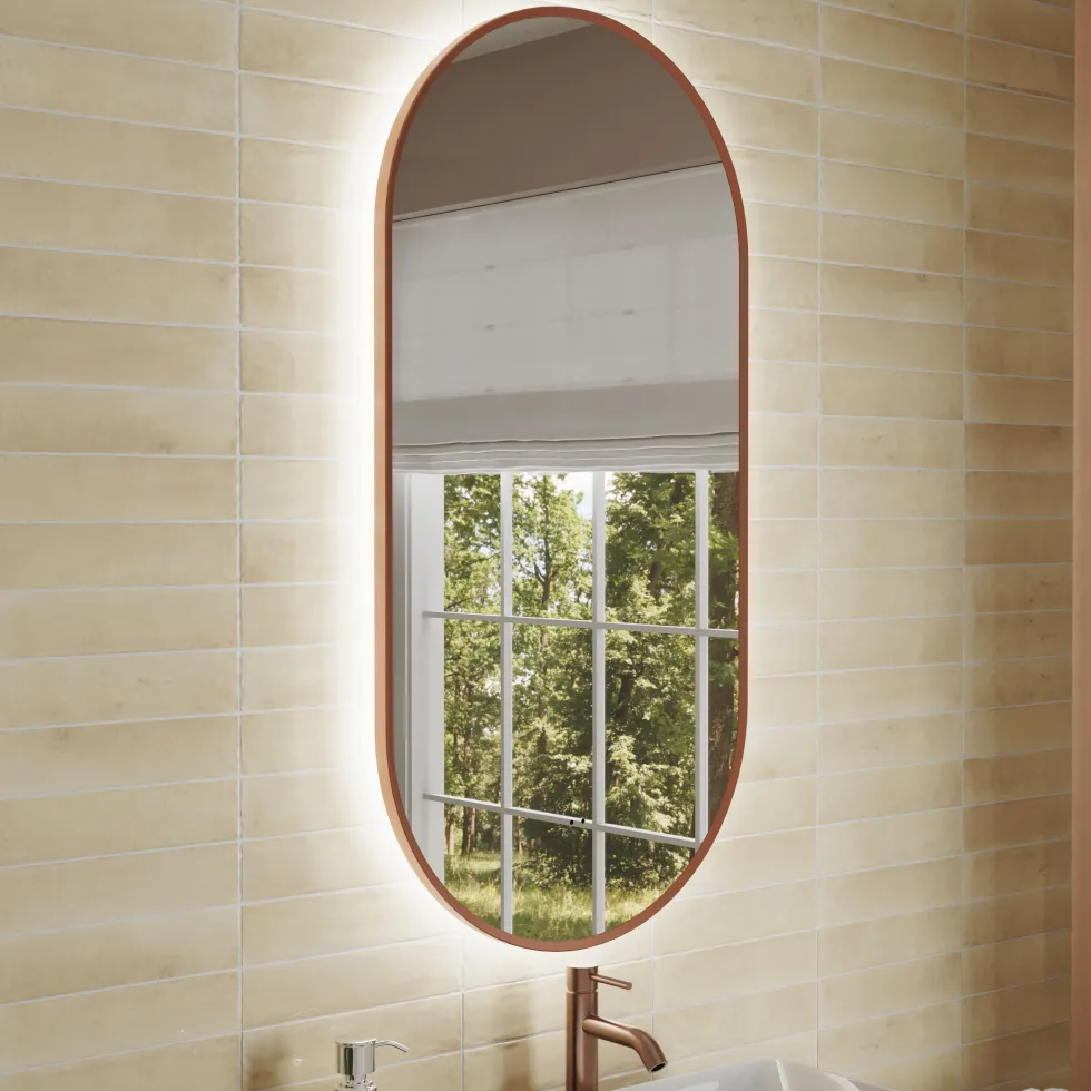 Billy LED Oval Framed Mirror with Demister Pad & Colour Change Lights - 500 x 1000mm