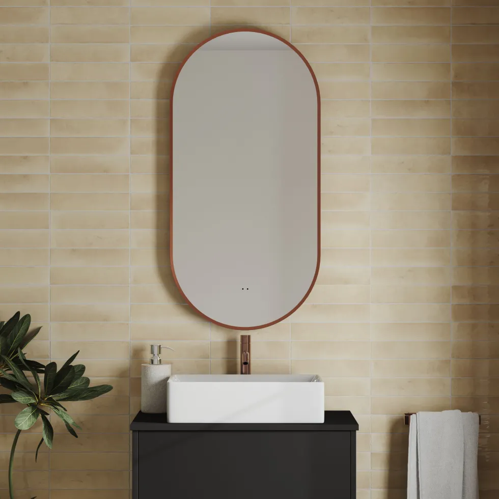 Billy LED Oval Framed Mirror with Demister Pad & Colour Change Lights - 500 x 1000mm