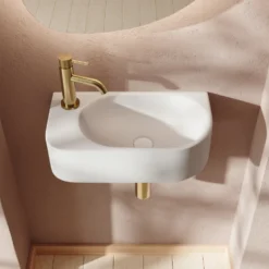 Billy Matt White Wall Hung Curved Cloakroom Basin - 400 x 215mm