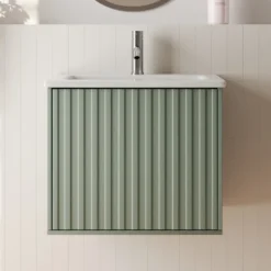 Billy 600mm Wall Hung Vanity Unit with Fluted Drawer Front & Basin